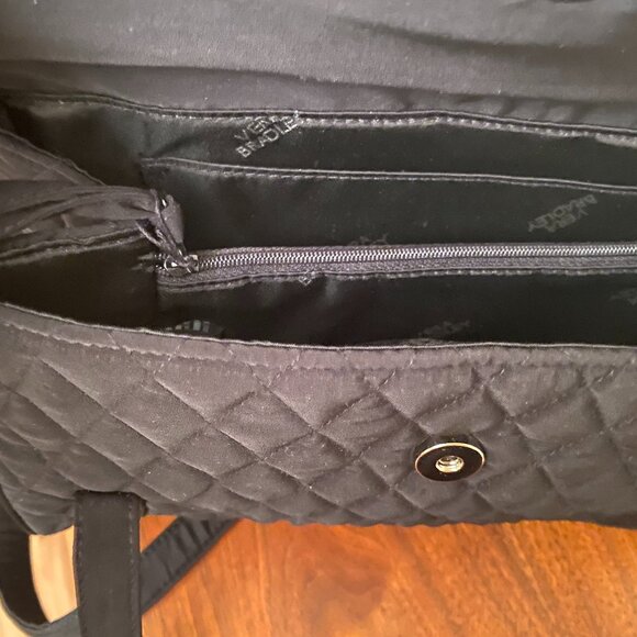 Vera Bradley microfiber shoulder/satchel bag Quilted. 2 Handles Black. Brand New - Picture 10 of 11